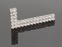 Накладка декоративная г-образная с кристаллами, левая, отделка никель + горный хрусталь